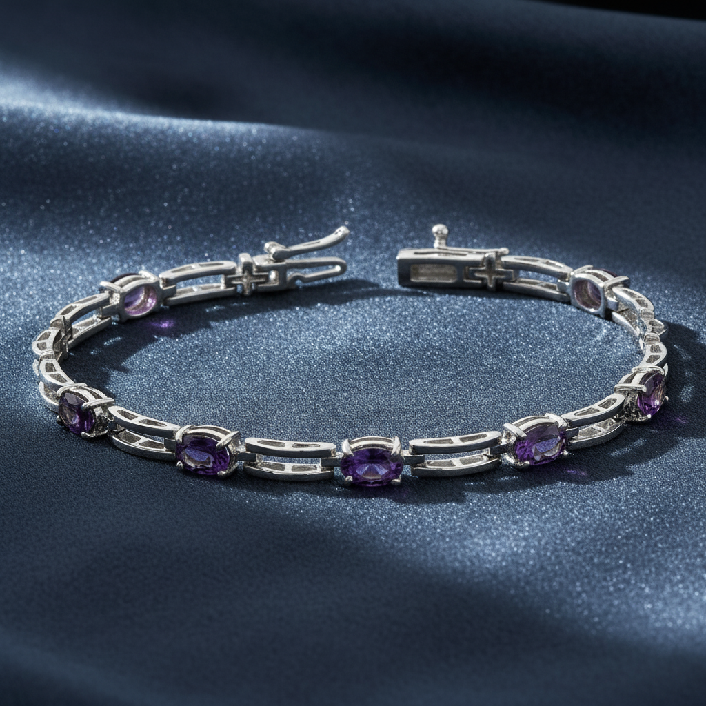 Beautiful Oval-Cut Amethyst Gemstone Bracelet