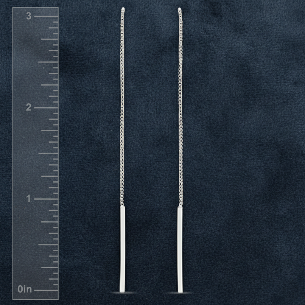 Glamorous Silver Bar Threader Earrings