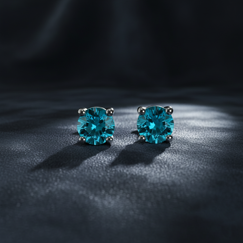 Beautiful Aquamarine Gemstone Stud Earrings
