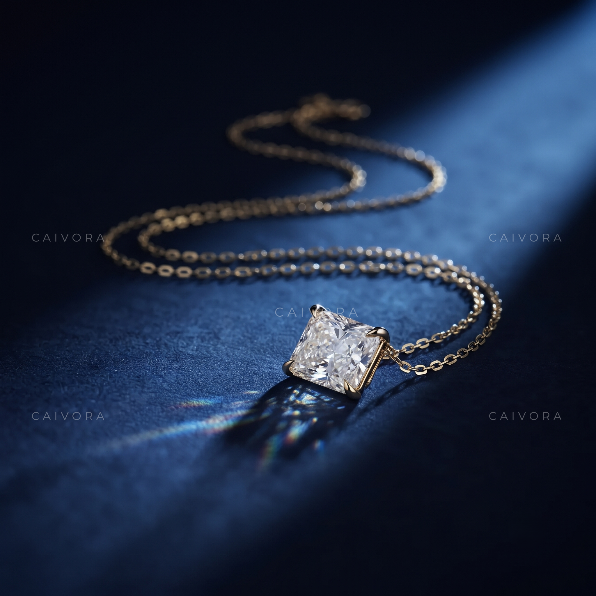 Radiant Cut East-West Lab-Grown Diamond Solitaire Pendant Necklace
