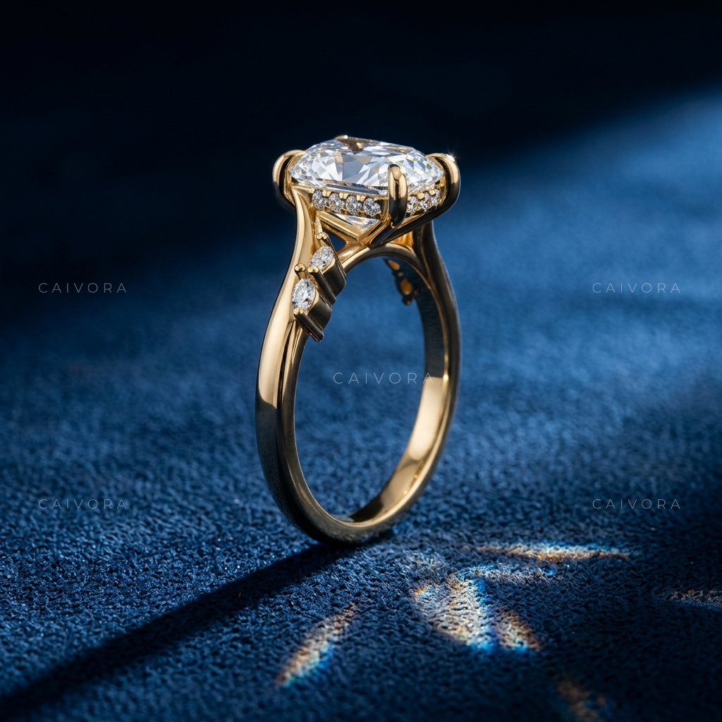 Elegant Twist Band Engagement Ring with Cushion Cut Diamond