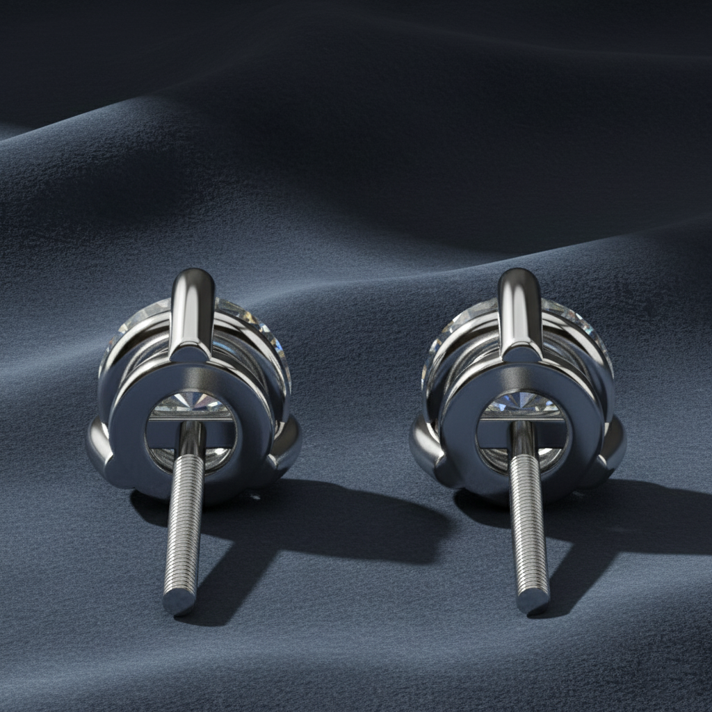 Elegant Trilogy Round Diamond Stud Earrings
