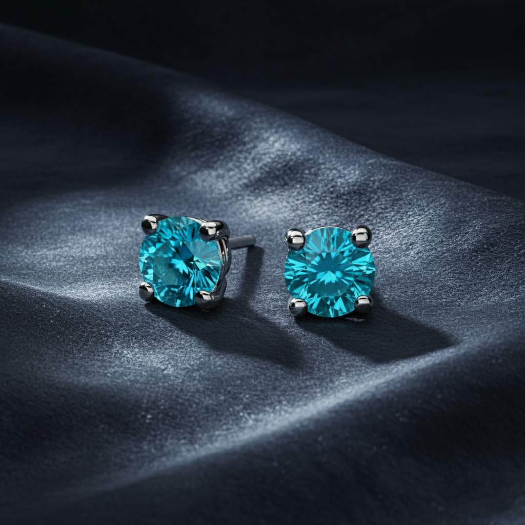 Beautiful Aquamarine Gemstone Stud Earrings