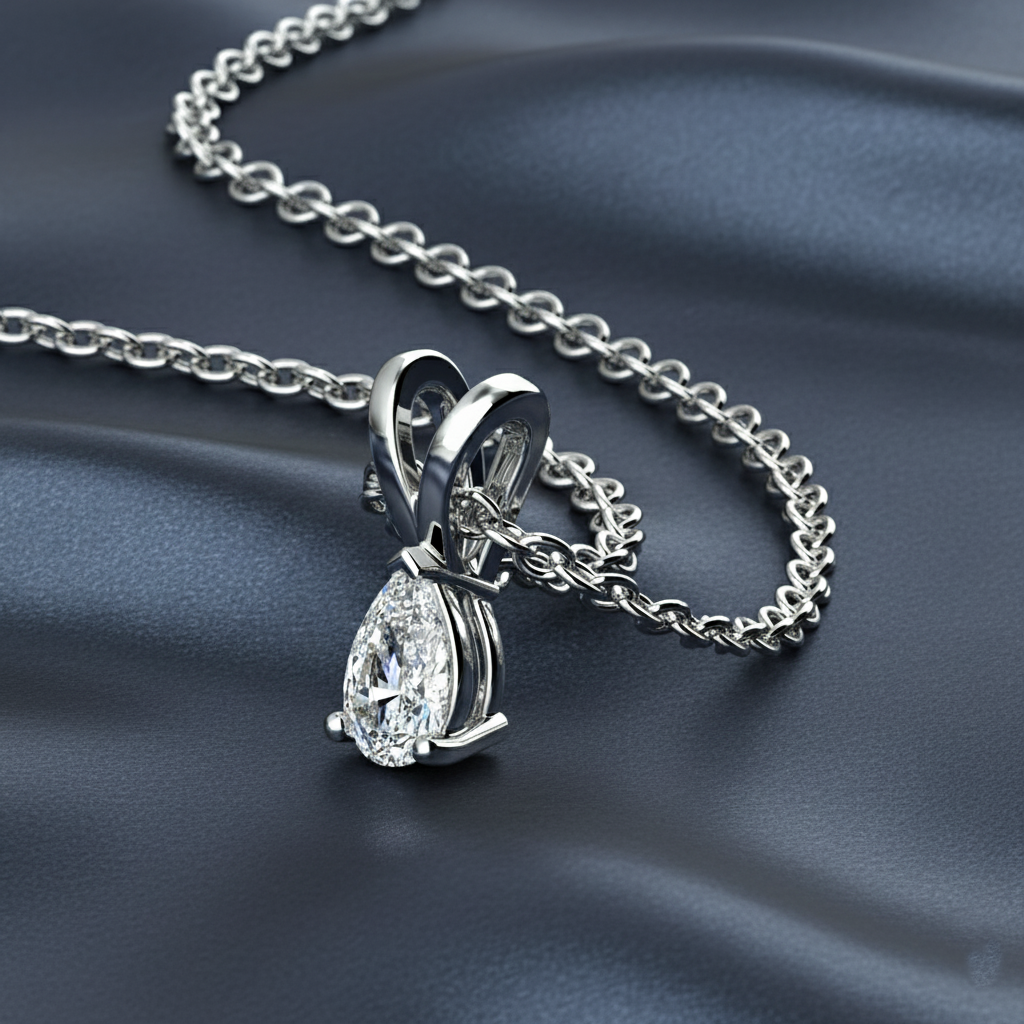 Exquisite Round Diamond Solitaire Necklace