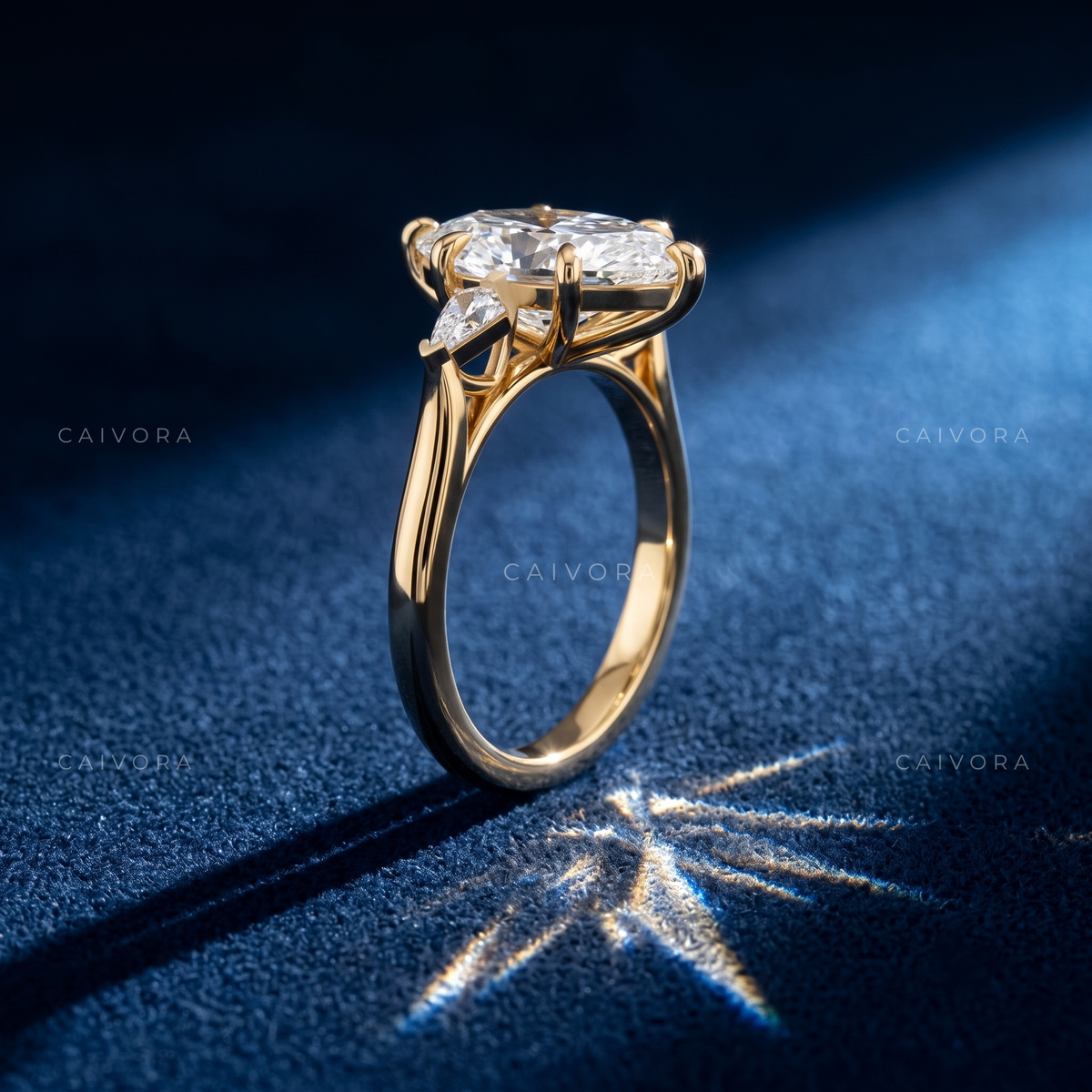 Sophisticated Three Stone Engagement Ring with Marquise Diamond & Kite Accents