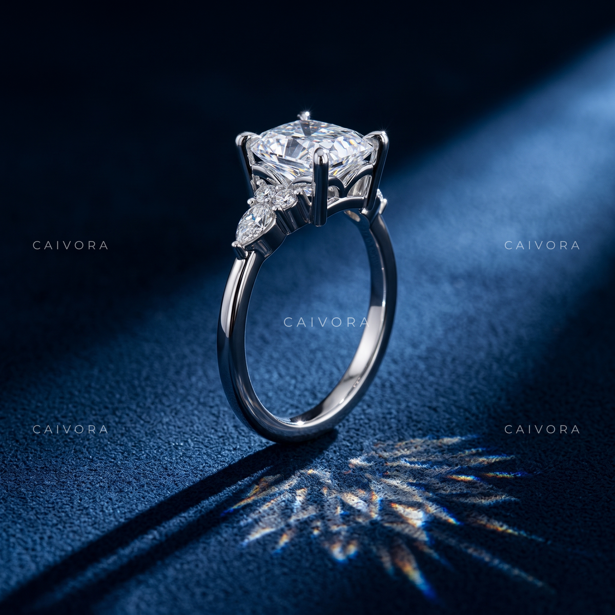 Latin-Inspired Diamond Engagement Ring Featuring an Asscher Cut Center