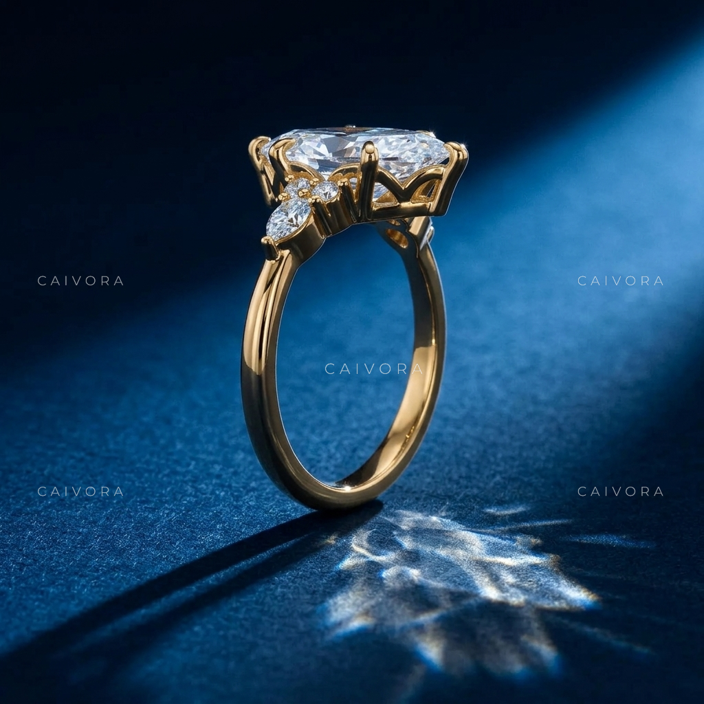 Elegant Triana Engagement Ring with a Marquise Cut Center Diamond