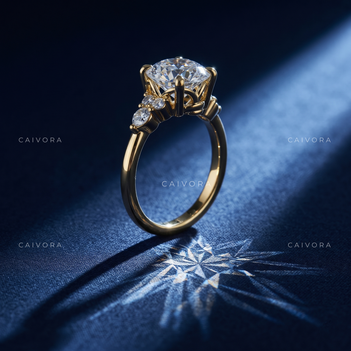 Distinctive Triana Engagement Ring with a Round Cut Center Diamond