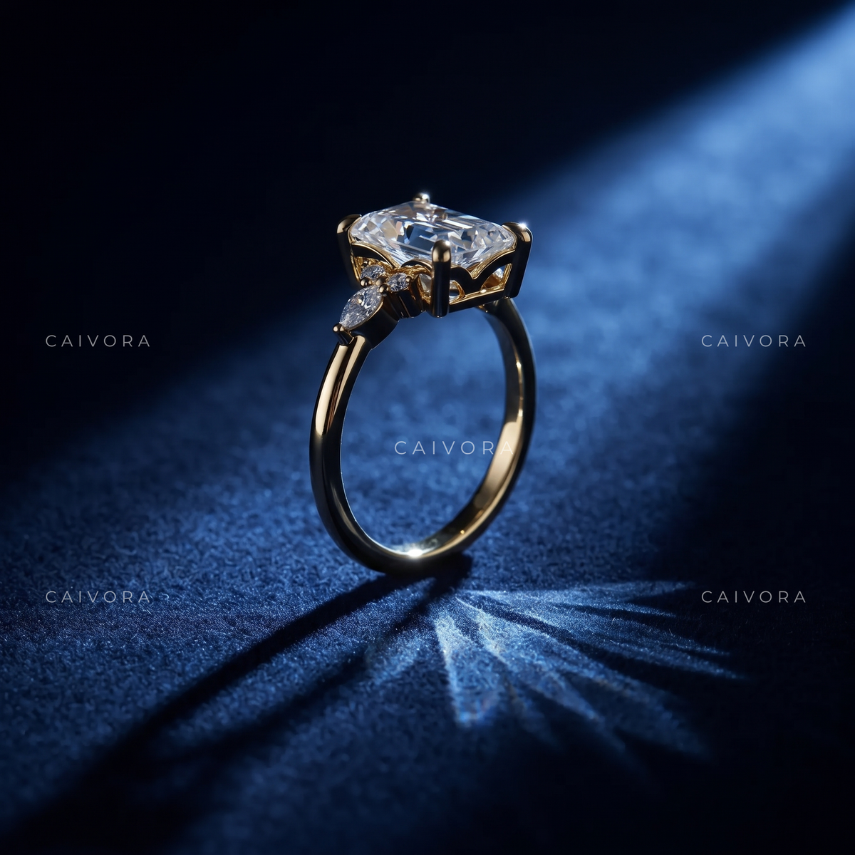 Distinctive Latin-Inspired Engagement Ring Centered on a Hexagon Cut Diamond