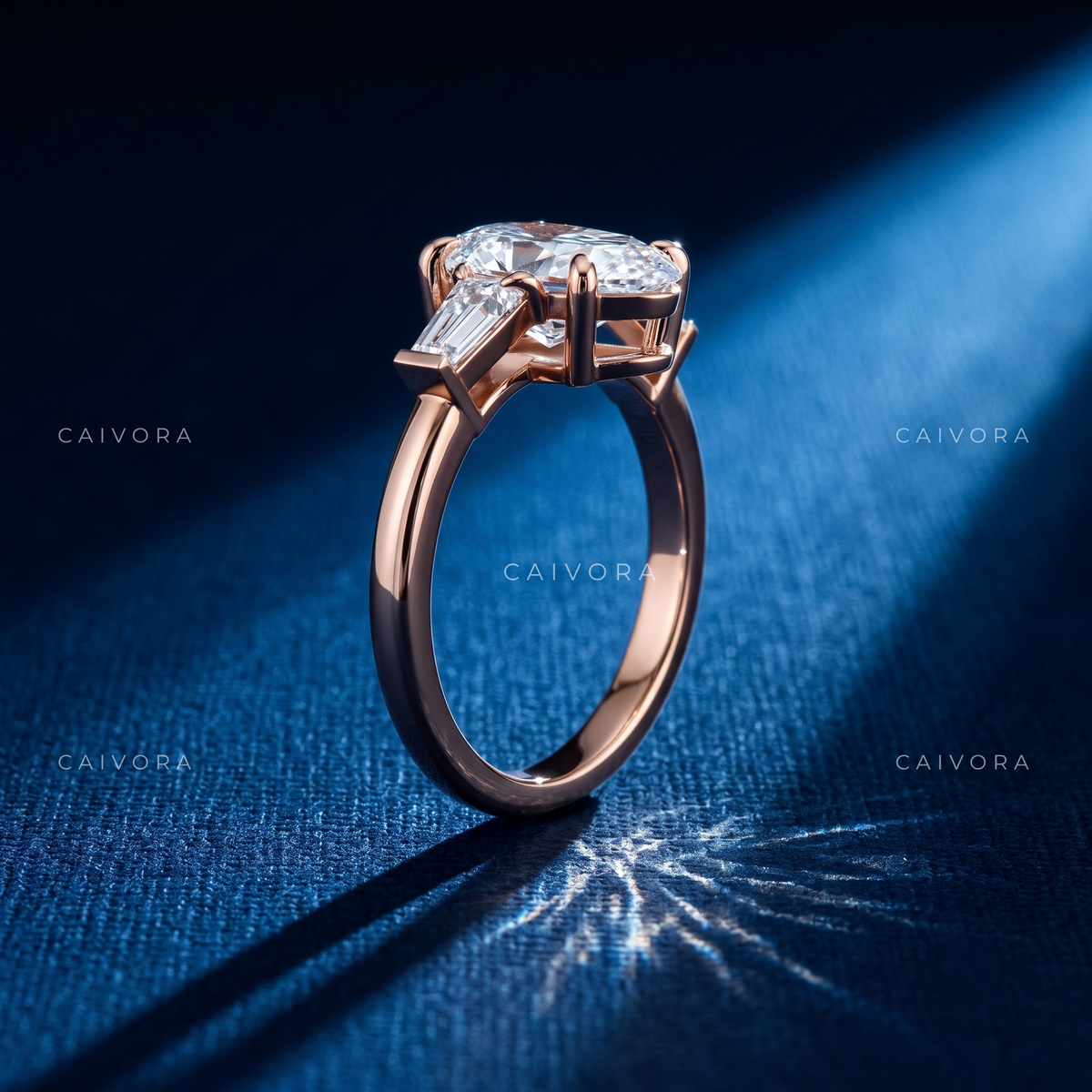 Distinctive Curves with a Moval Cut Center Diamond