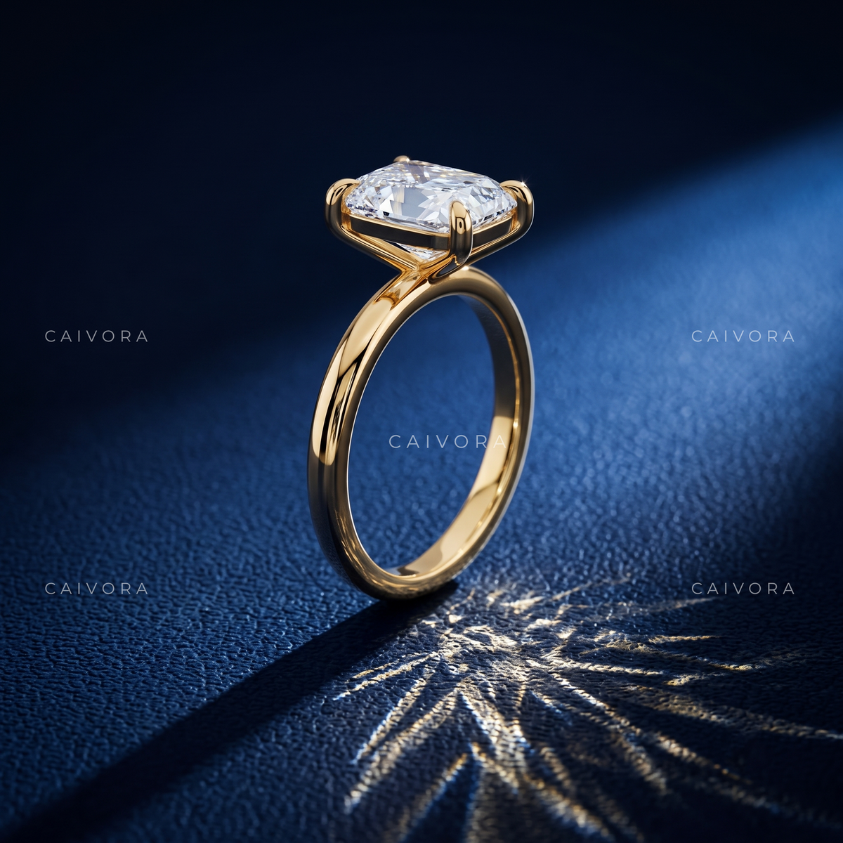 Elongated Crisscut Cushion Four Prong Solitaire Engagement Ring
