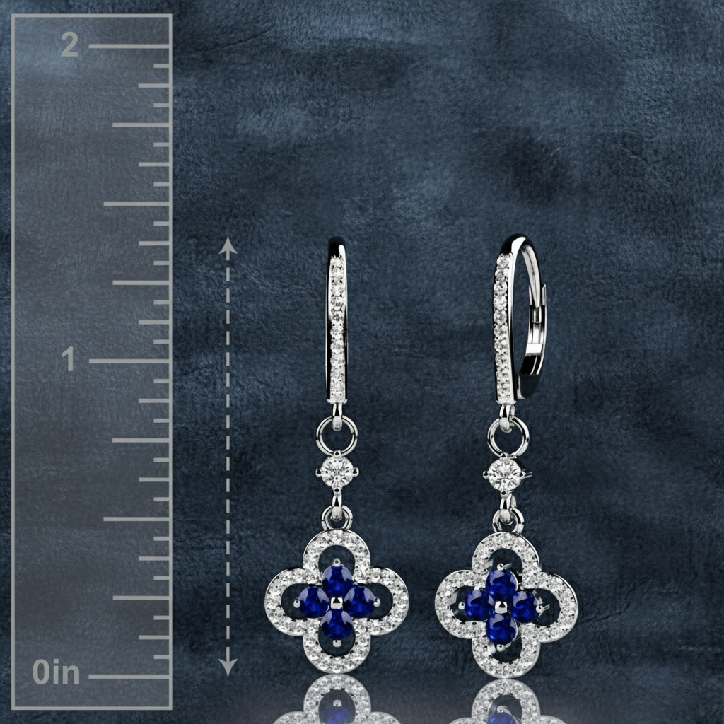 Lucky Clover Diamond and Sapphire Earrings