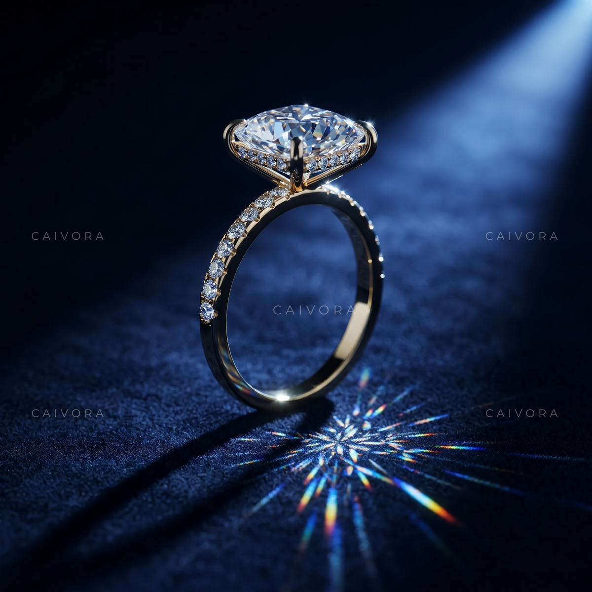 Cushion Cut Diamond Engagement Ring with Elegant Side Stones