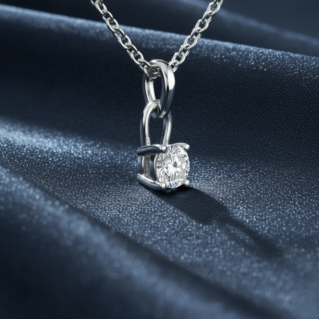 Exquisite Round Diamond Solitaire Necklace