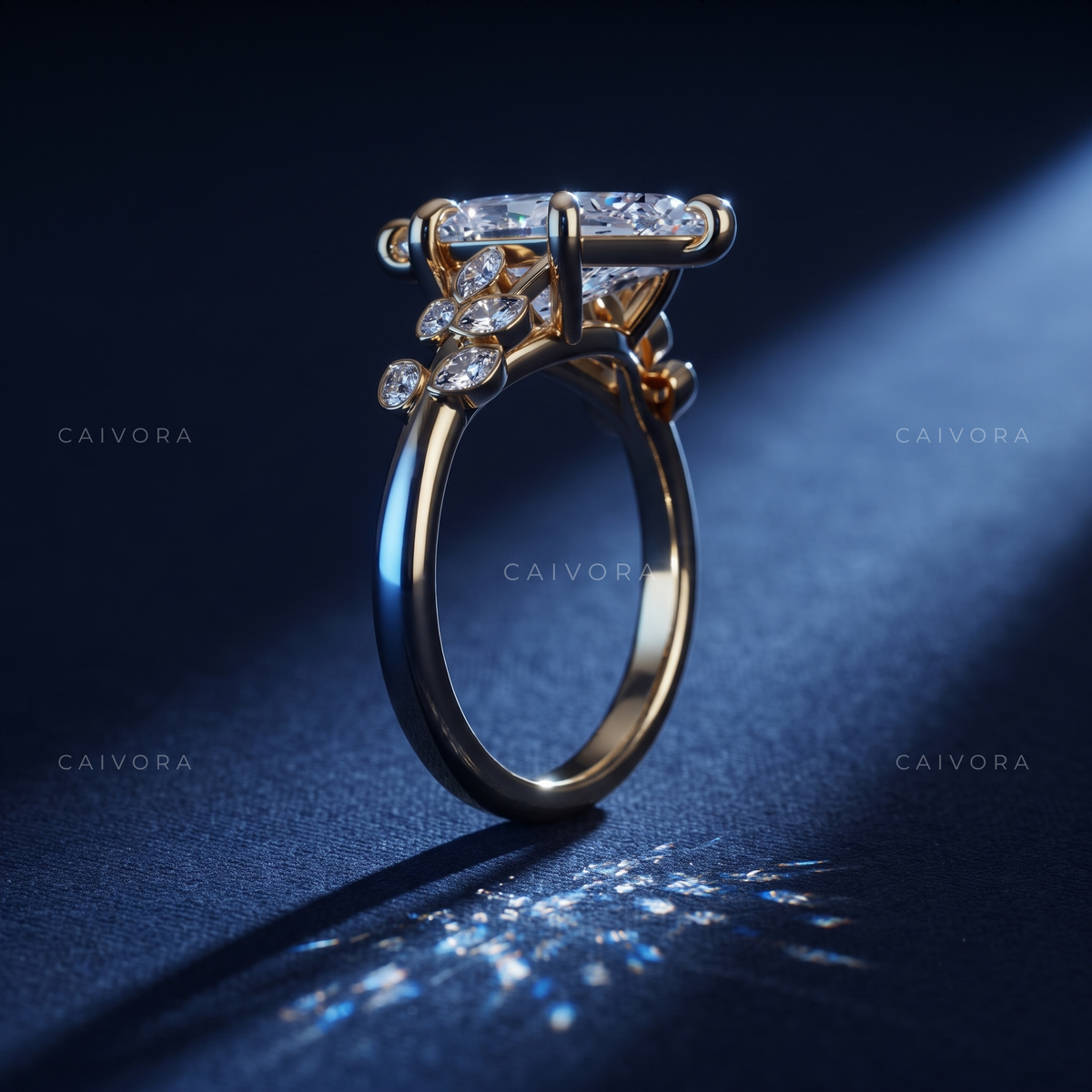 Dutch Marquise Diamond Floral Engagement Ring