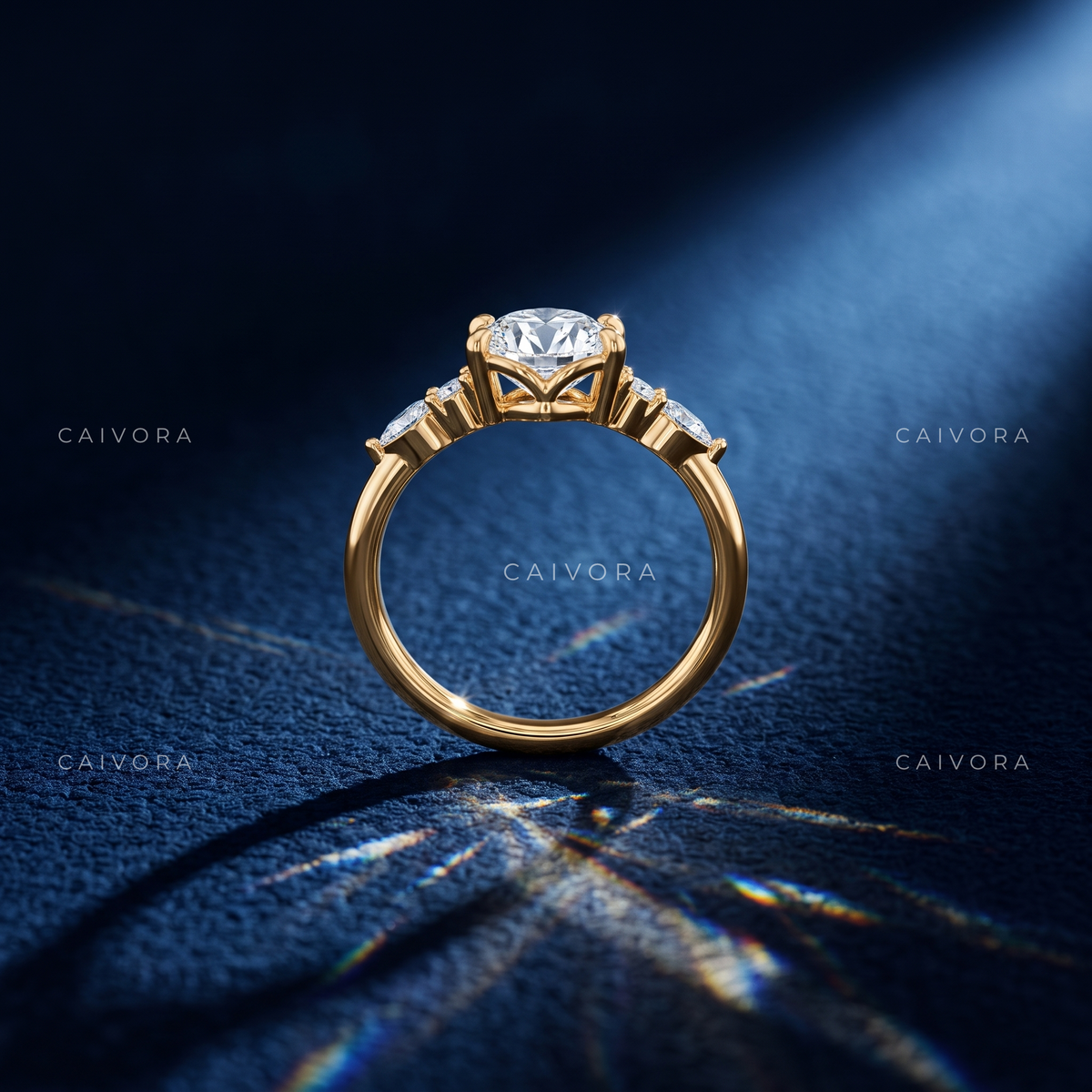 Distinctive Latin-Inspired Engagement Ring with an Oval Cut Center