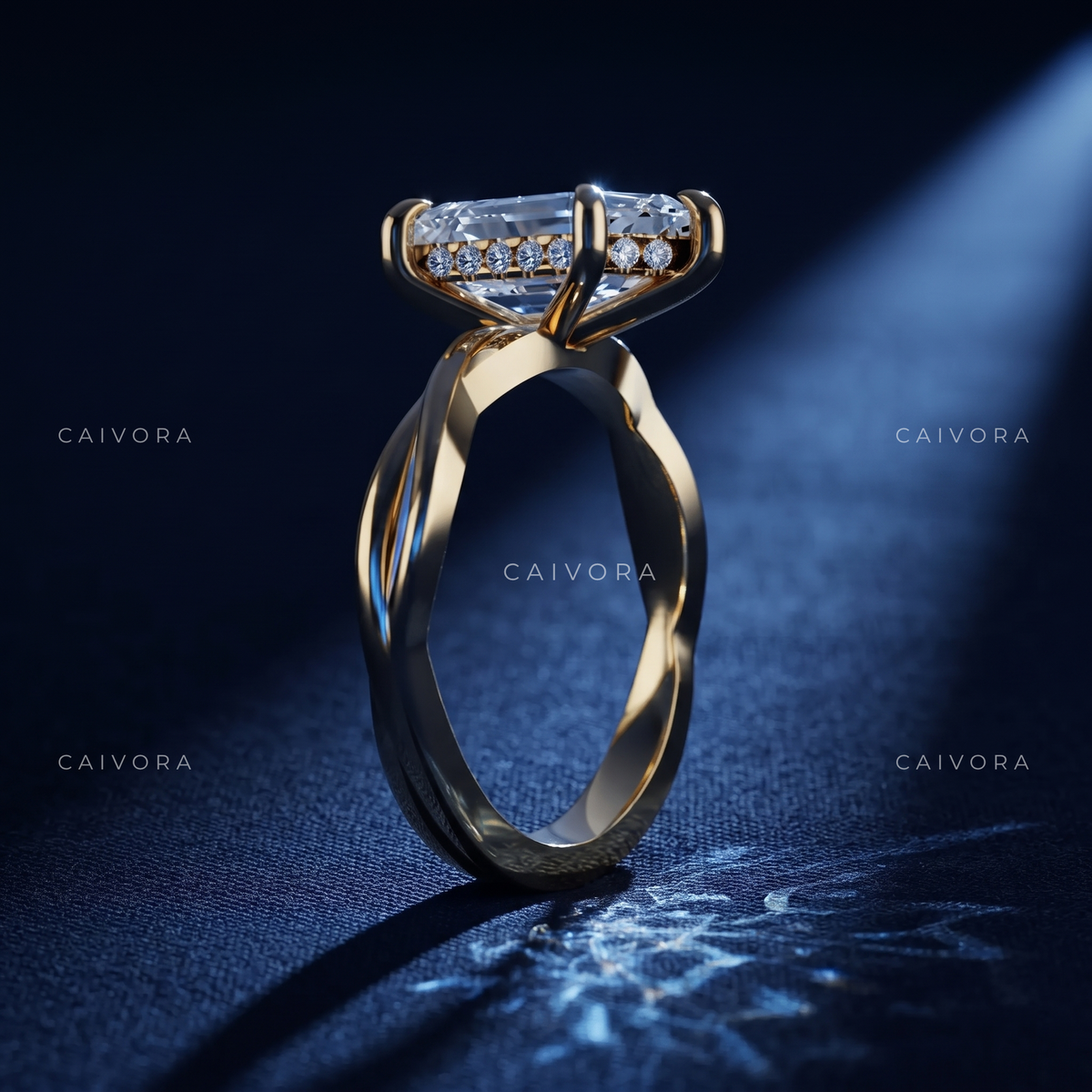 Modern Sophistication with an Elongated Hexagon Step Cut Center