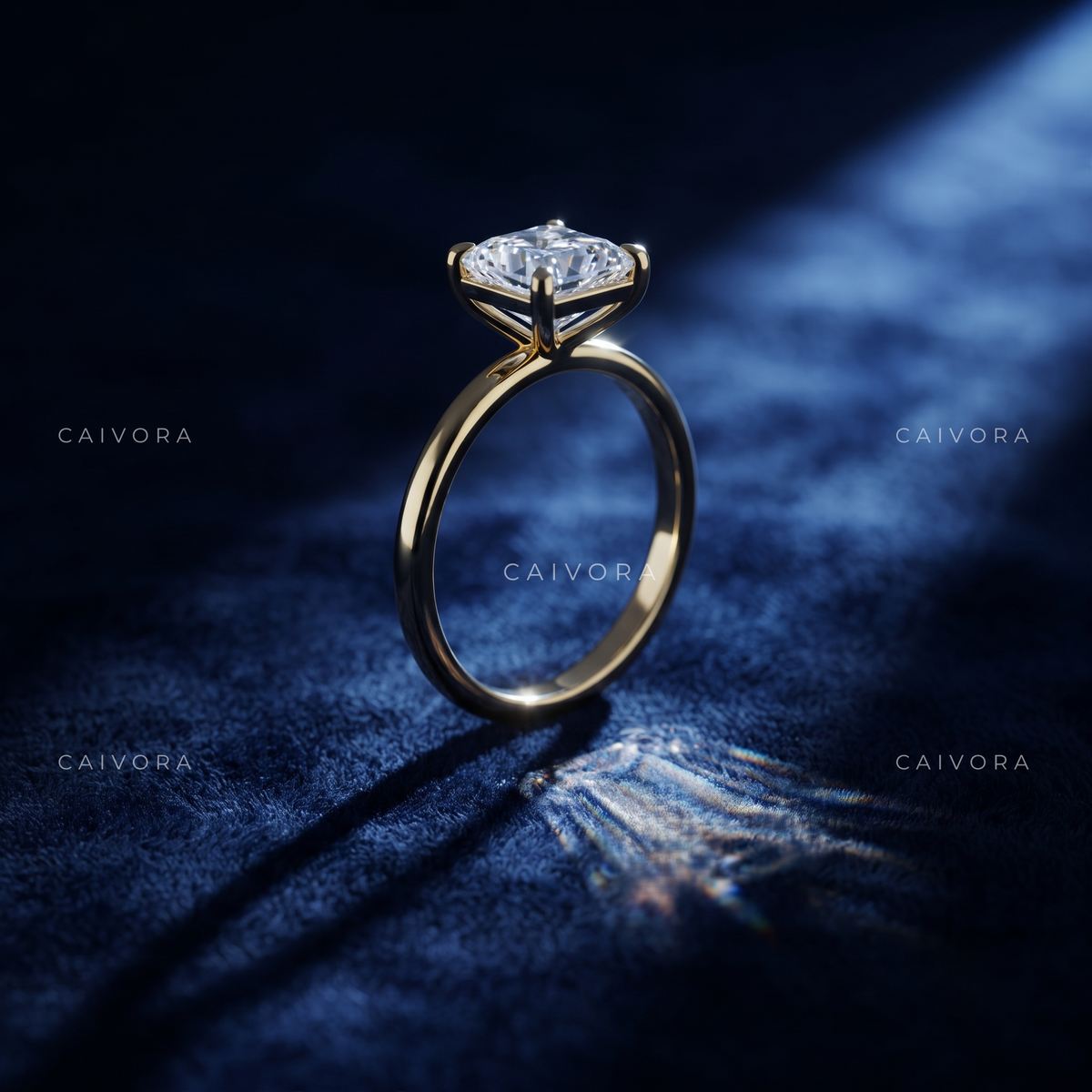 Asscher Cut Four Prong Solitaire Engagement Ring