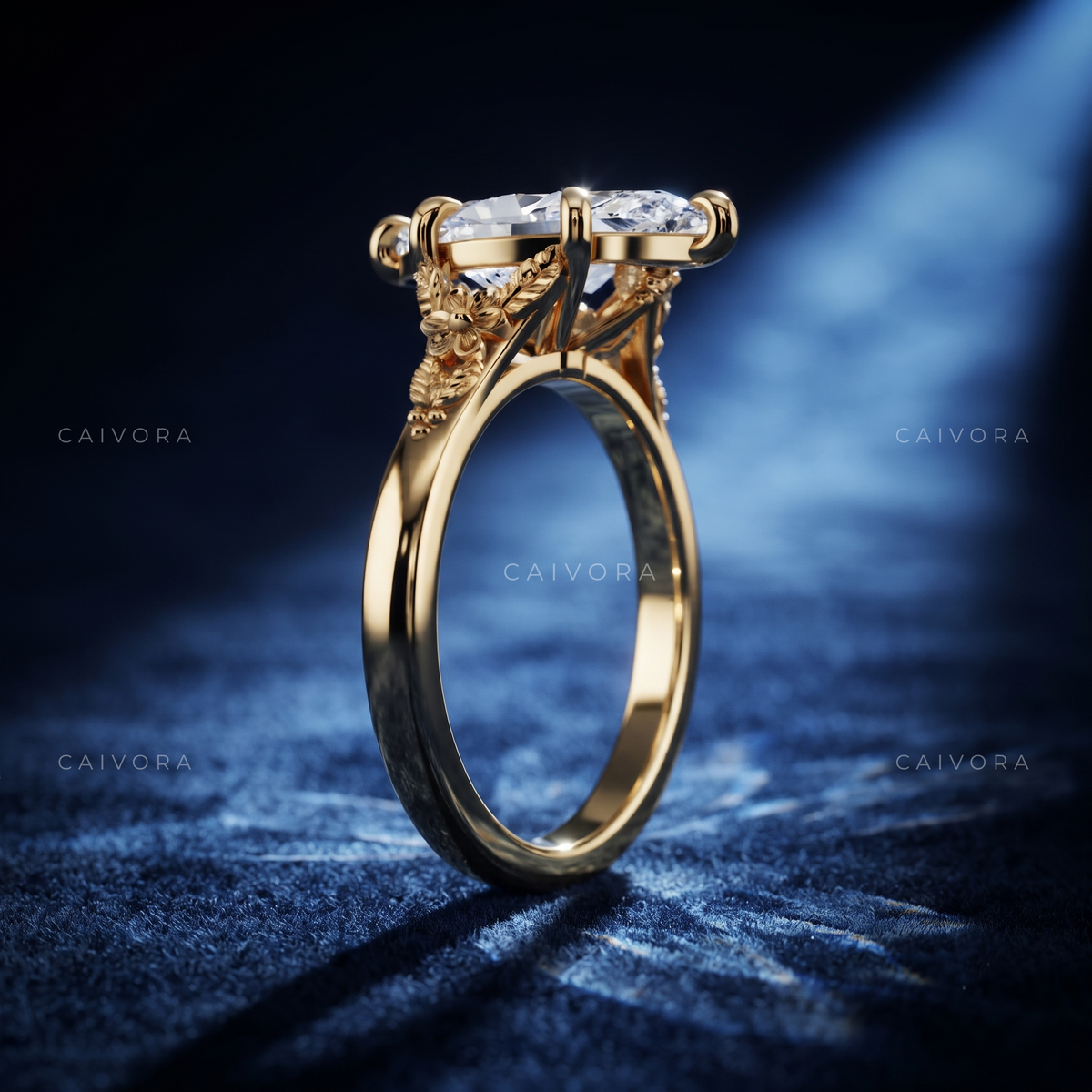 Elara Contour Engagement Ring with Marquise Diamond