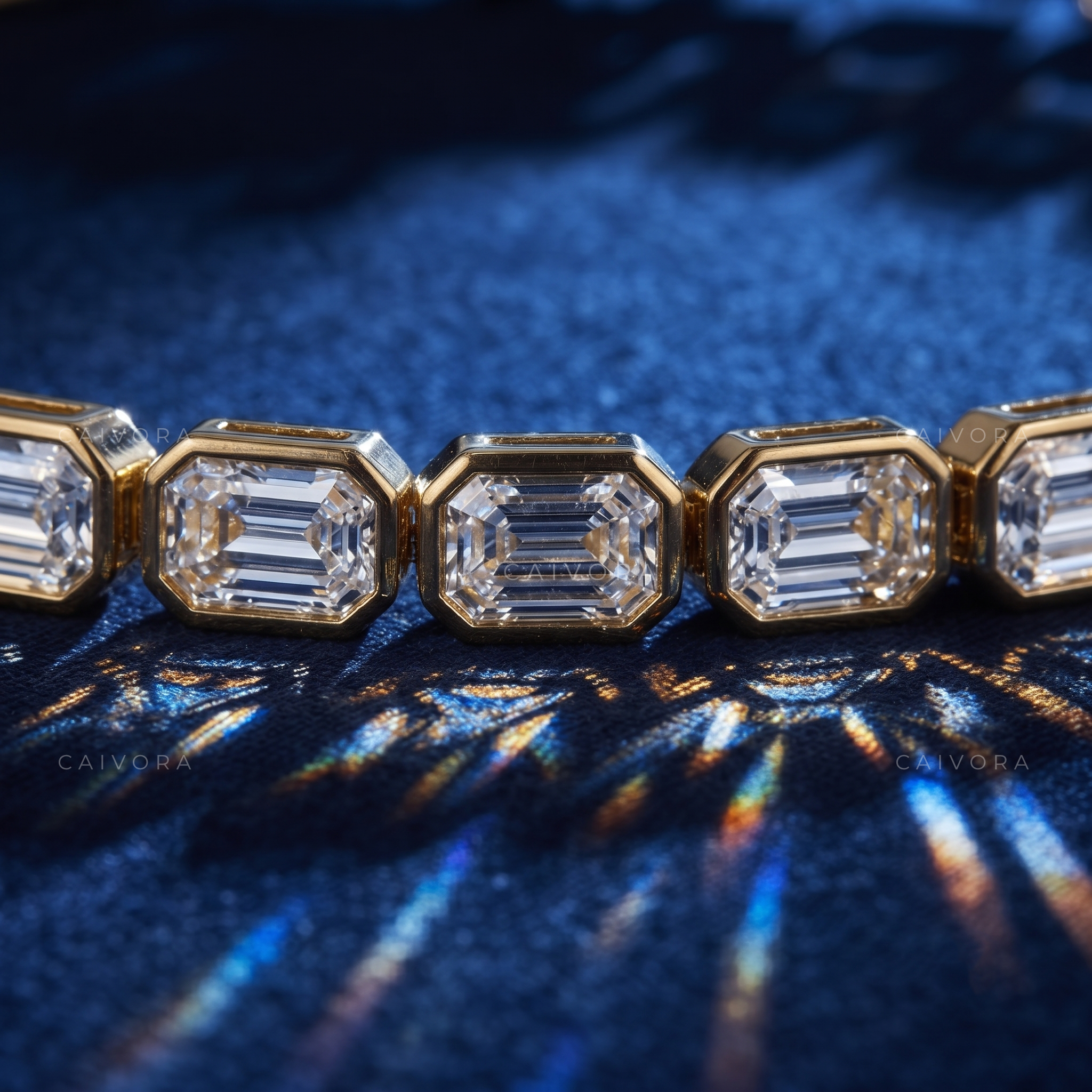 Emerald Cut Bezel Tennis Bracelet