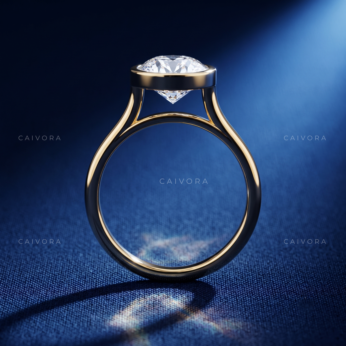 Round Bezel Set Solitaire Engagement Ring