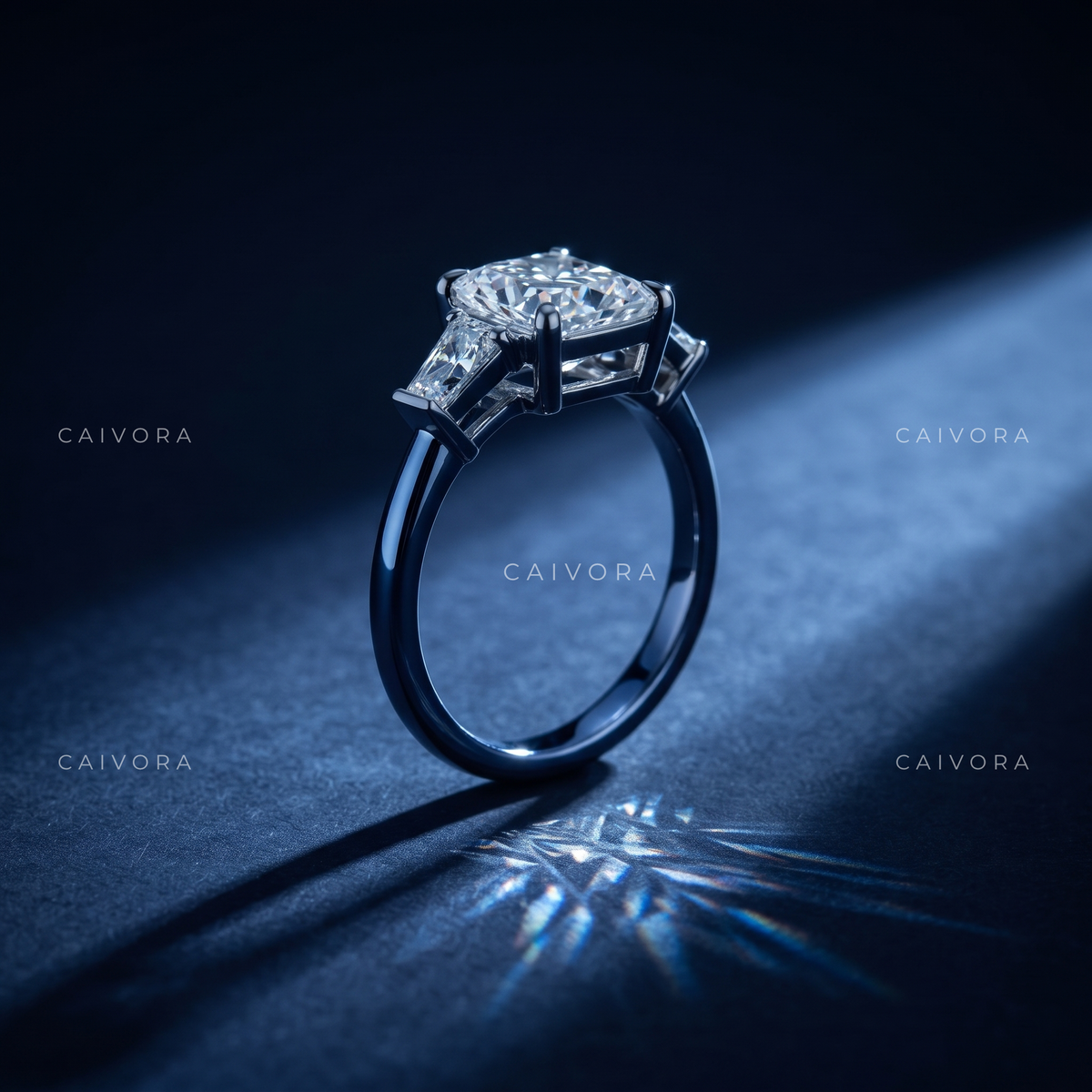 Graceful Contours with a Pear Cut Center Diamond