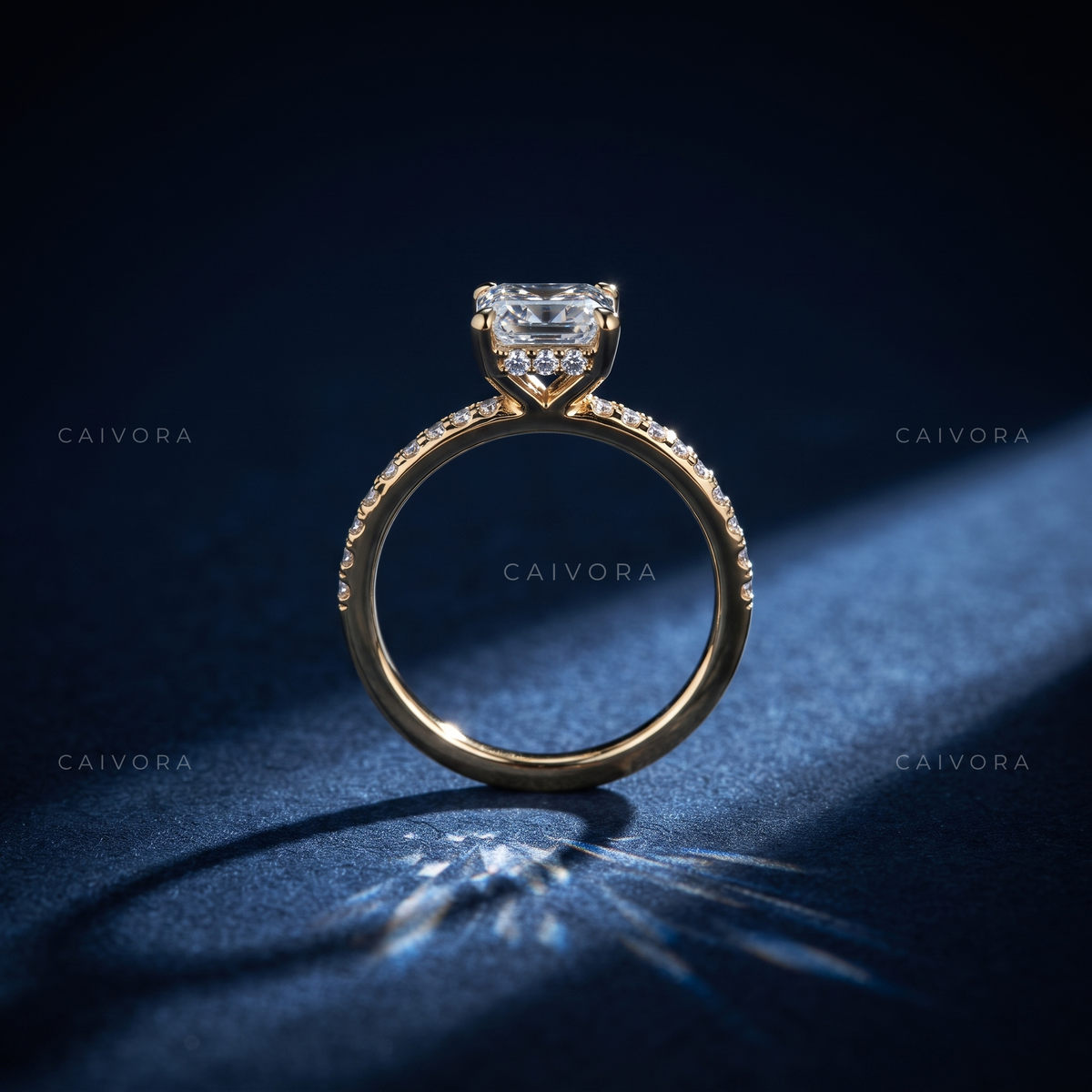 Elegant Twist Band Engagement Ring with Asscher Cut Diamond