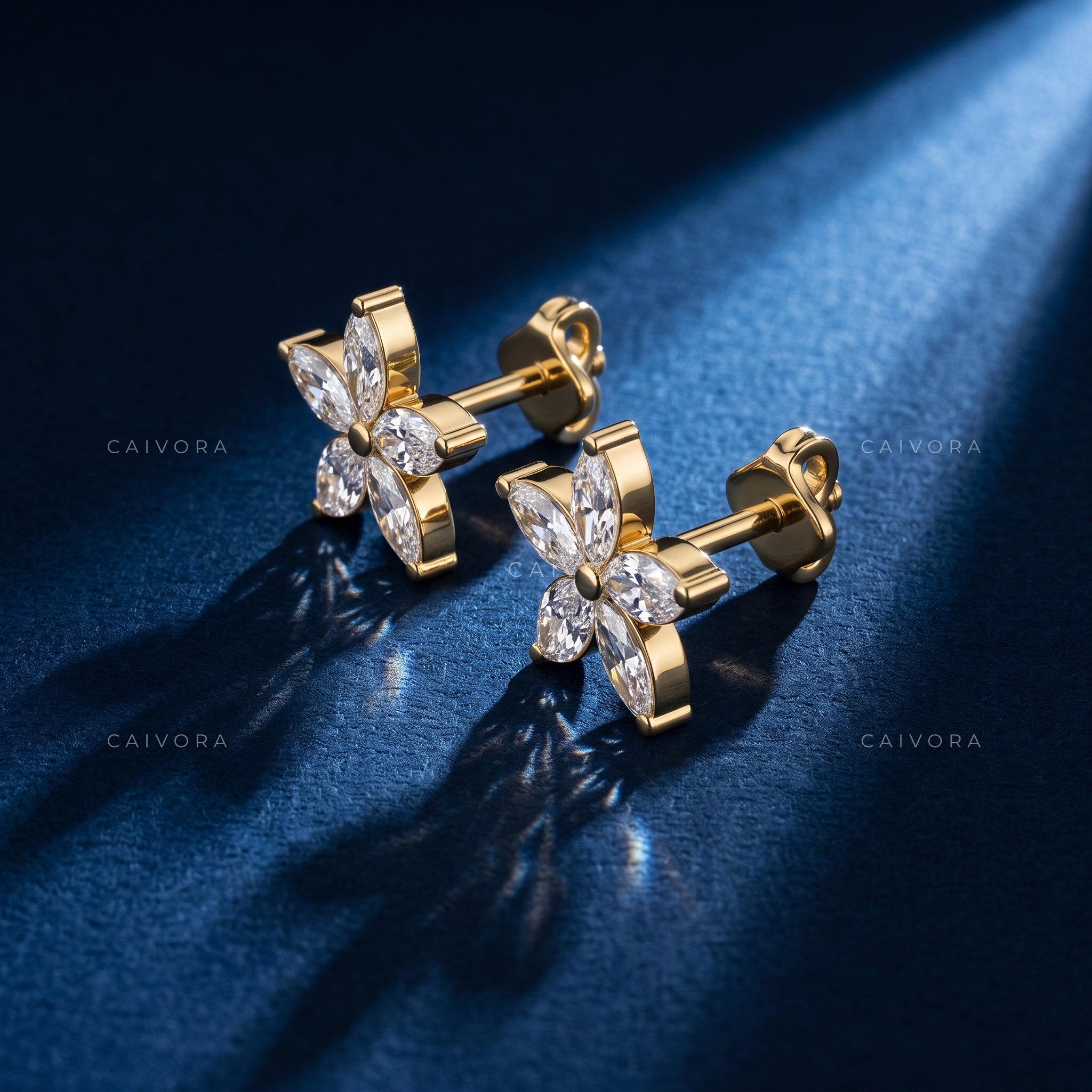 Ethereal Petal Marquise Diamond Studs