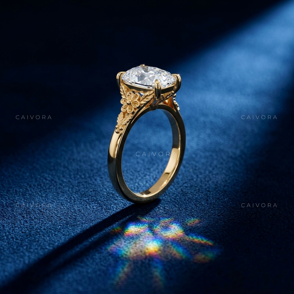 Arabella Sculpted Engagement Ring with an Old Mine Cut Diamond