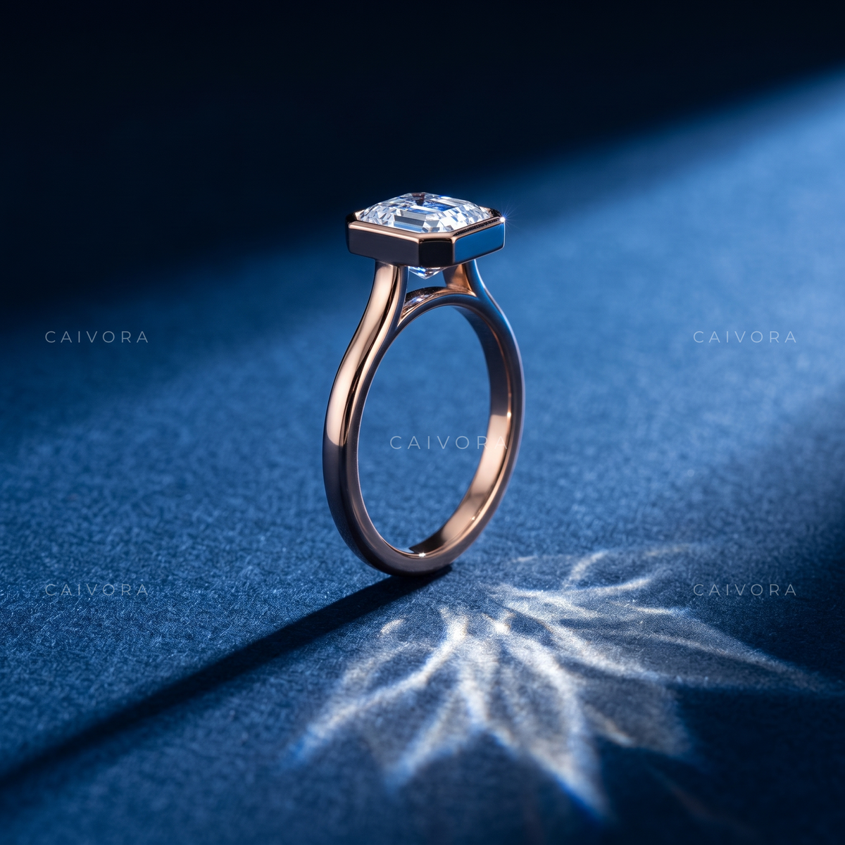 Vintage Asscher Diamond Bezel Engagement Ring