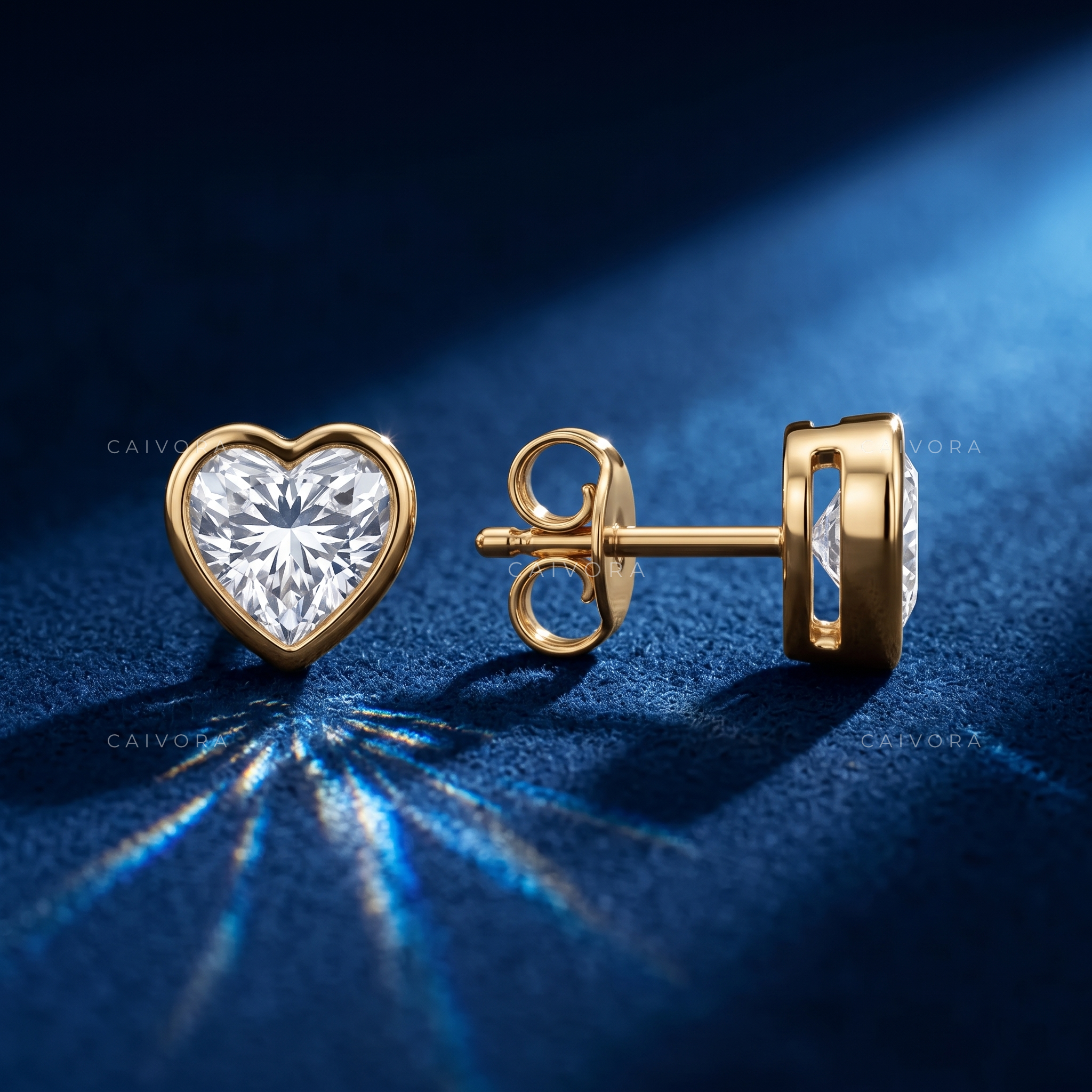 Amora Romantic Bezel Heart Stud Earrings