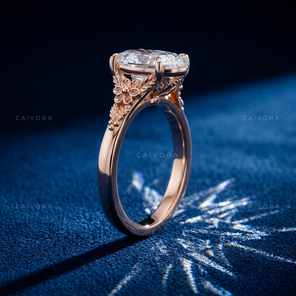 Isadora Sculpted Diamond Ring Featuring a Moval Cut