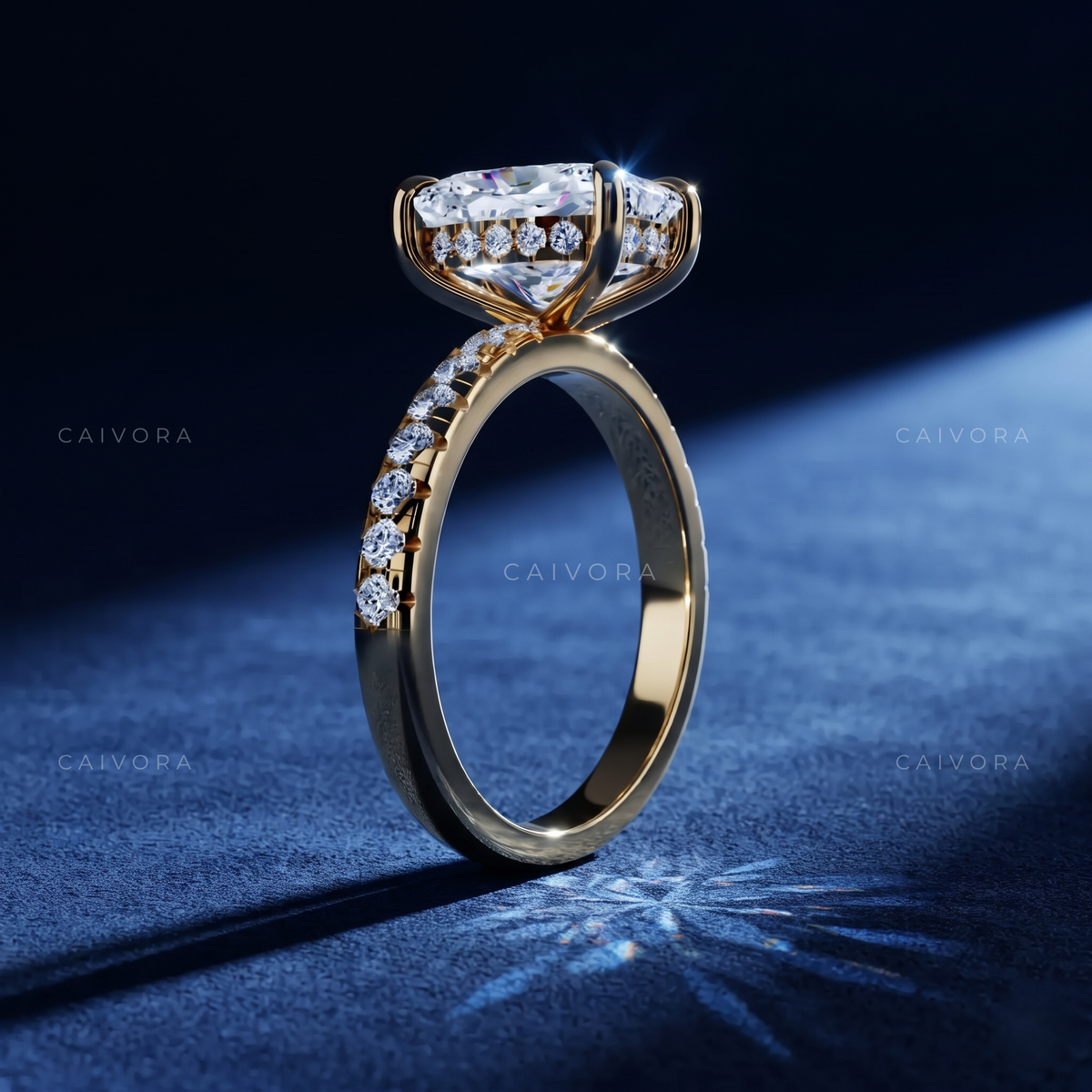 Cushion Cut Cathedral Pave Engagement Ring