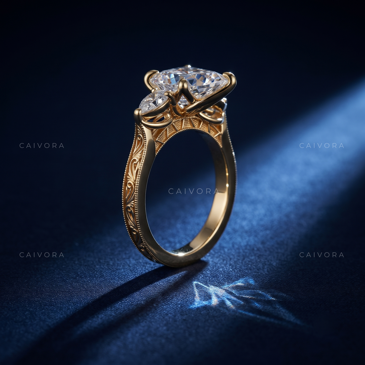 Dutch Marquise Tulip Setting Engagement Ring with Diamond Accents
