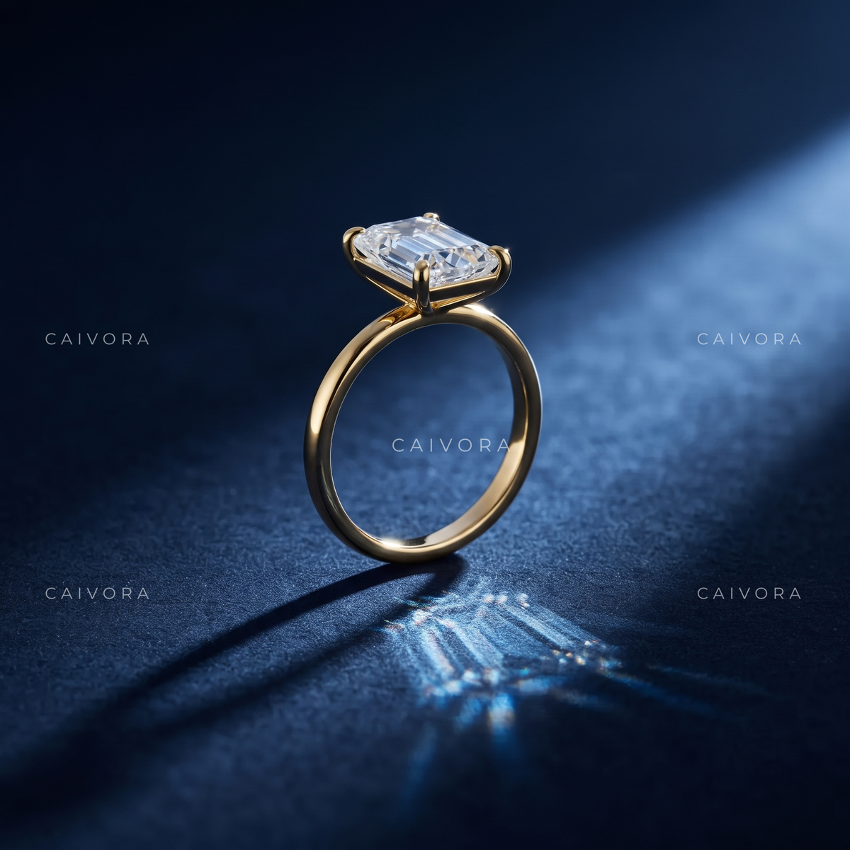 Emerald Cut Four Prong Solitaire Engagement Ring