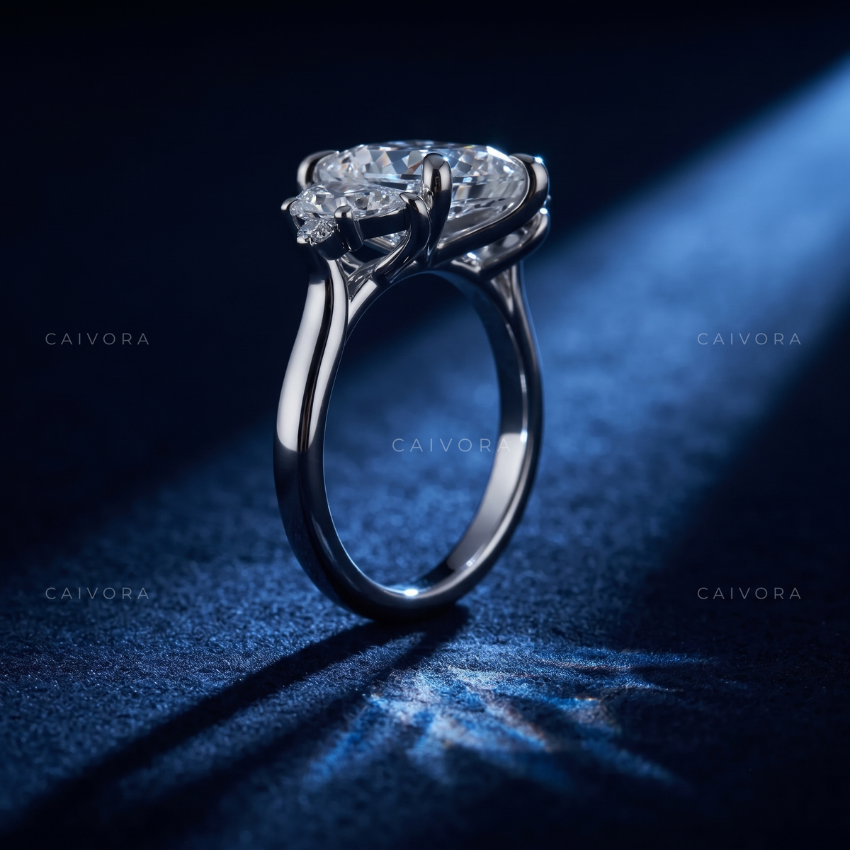 Pear Shaped Diamond Elongated Engagement Ring with Claw Prongs