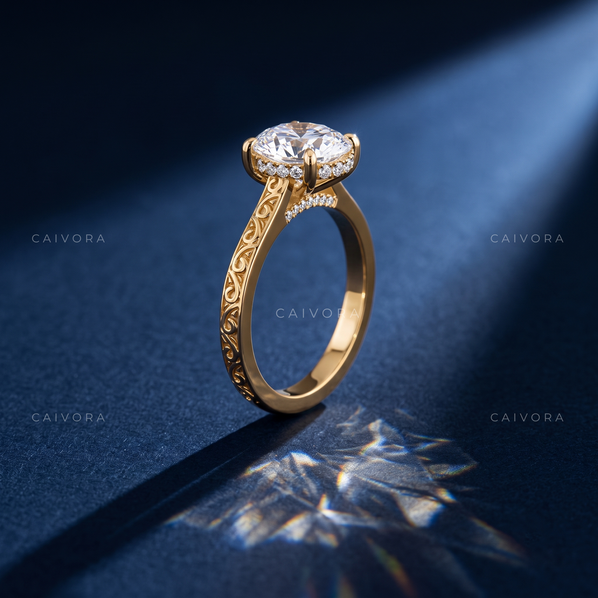 Oval Diamond Modern Architectural Engagement Ring