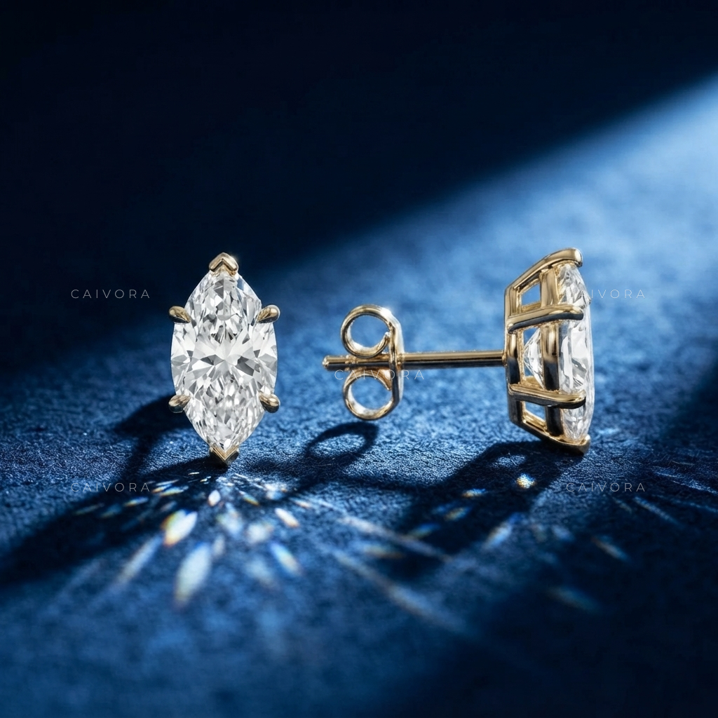 Regal Marquise Six-Prong Solitaire Studs