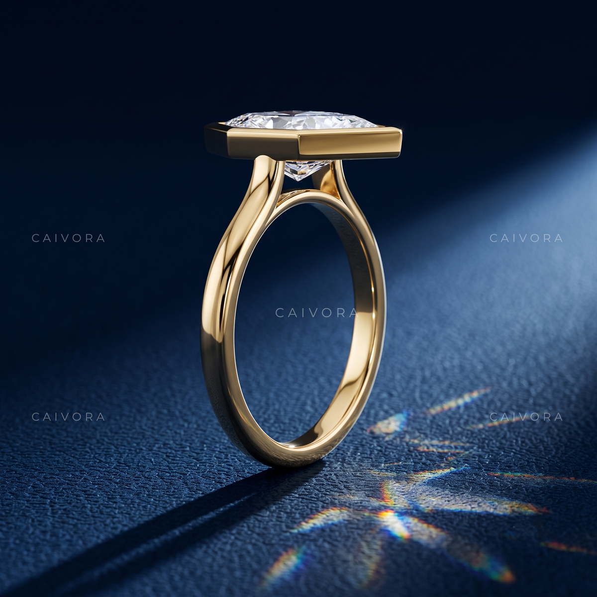 Dutch Marquise Diamond Bezel Engagement Ring