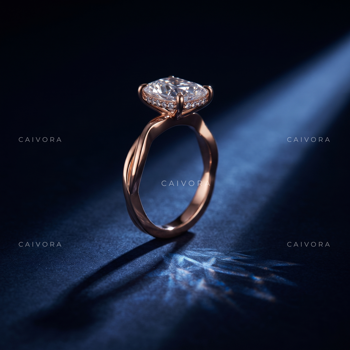 Graceful Sophistication with a Moval Cut Center Diamond