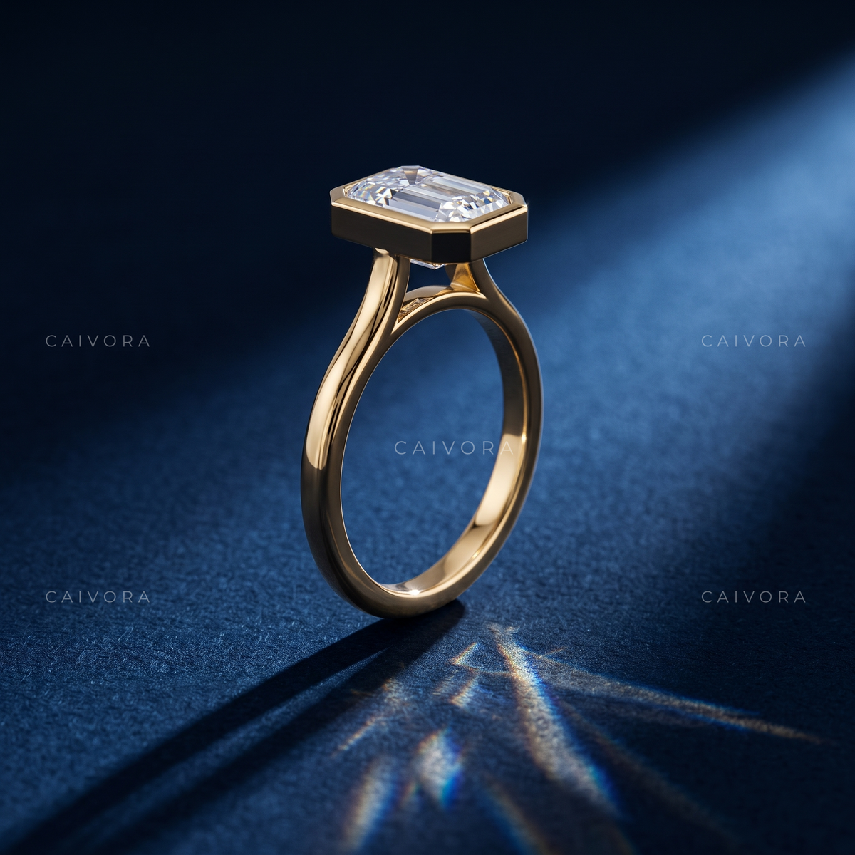 Emerald Cut Modern Bezel Engagement Ring