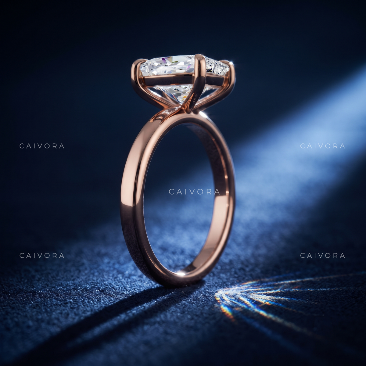 Elongated Cushion Cut Four Prong Solitaire Engagement Ring