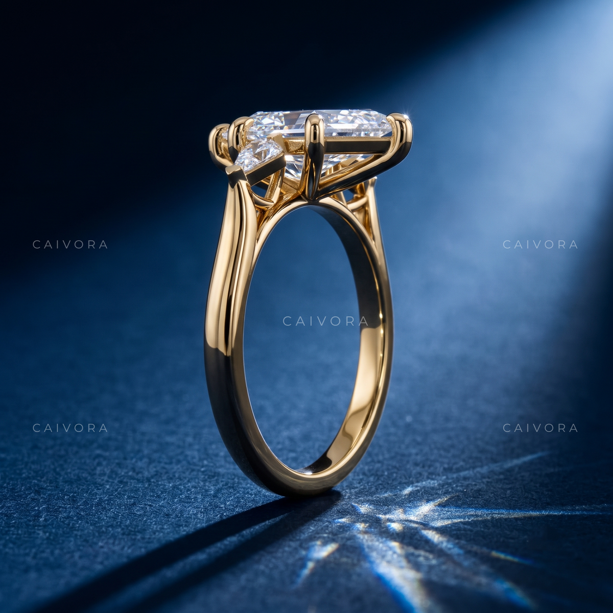 Refined Three Stone Engagement Ring with Dutch Marquise Center & Kite Accents