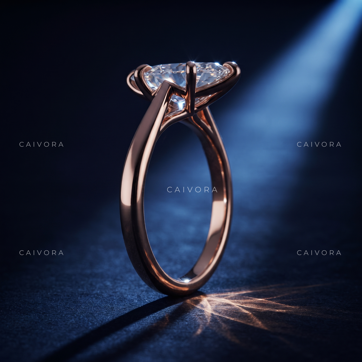 Graceful Tapered Cathedral Engagement Ring with an Oval Cut Center
