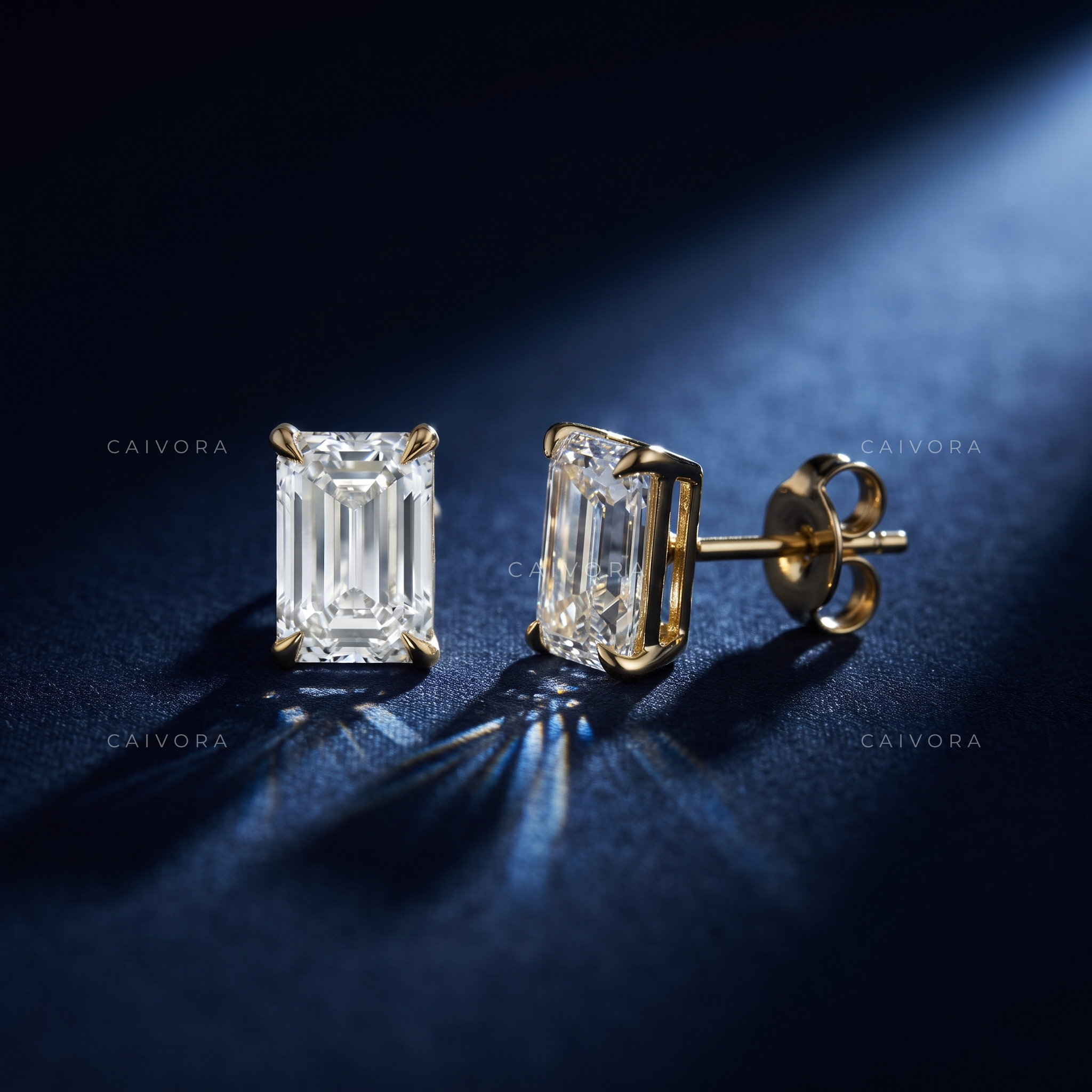 Geometric Silhouette Emerald-Cut Fine Studs