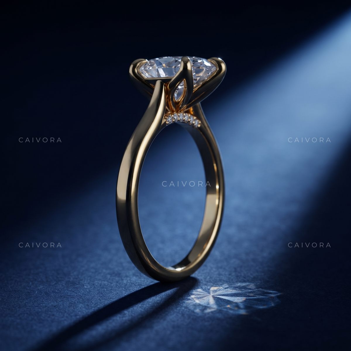 Oval Cut Hidden Halo Pavé Tulip Engagement Ring