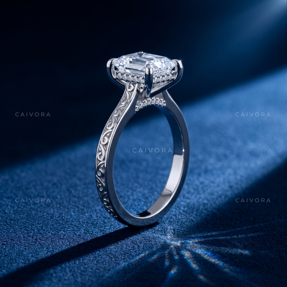 Princess Cut Diamond Modern Architectural Engagement Ring