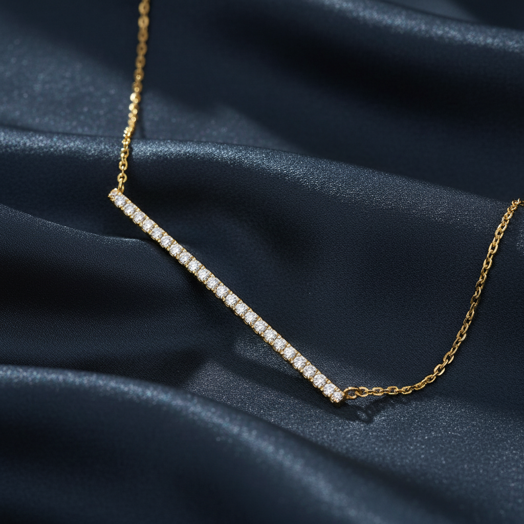 Popular Single Row Diamond Bar Necklace
