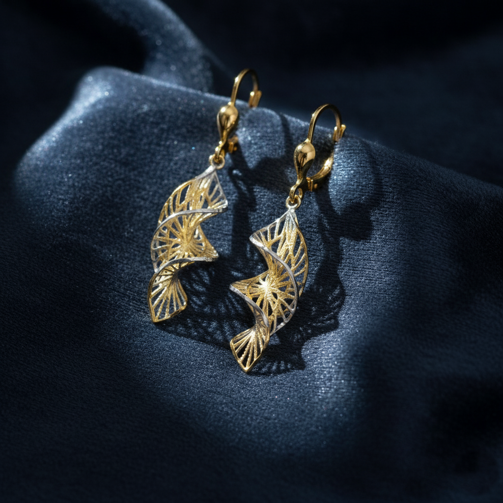 Spiraling Spoke Pattern Gold Drops
