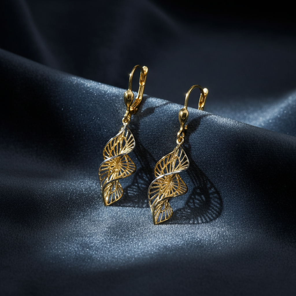 Spiraling Spoke Pattern Gold Drops